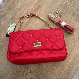 Badgley Mischka Scarlet Quilted Shoulder Bag with Gold Details